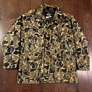 Woolrich Herren M Camouflage Mantel mit Kapuze und Reißverschluss Innenhülle Vintage USA Gortex - Bild 1 von 24