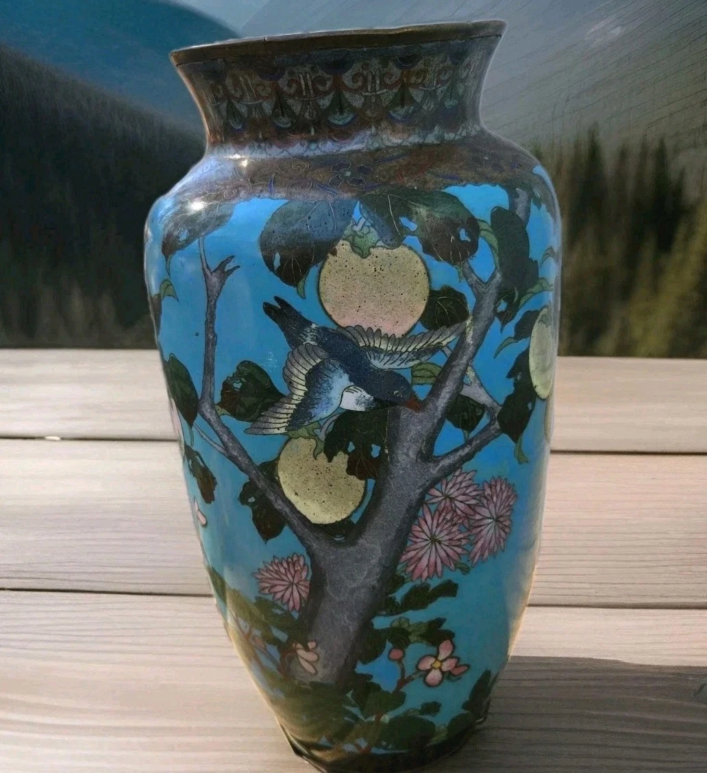 蓝色日本古董花瓶| eBay