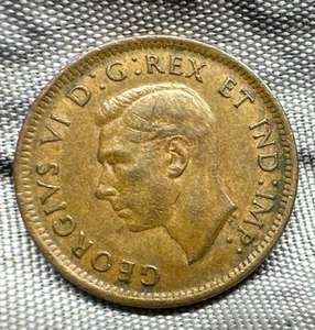 Moneda de cobre de 1 centavo de Canadá 1942 Rey Jorge VI - Imagen 1 de 11