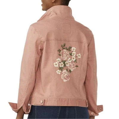 LC Lauren Conrad | Chaqueta Denim Rosa Polvorienta Jardín Niña Floral Bordada Foto 1 de 4