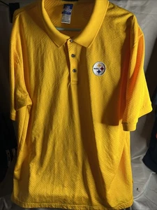 Pittsburgh Steelers Polo Shirt Mens 2XL Yellow NFL Team Apparel Football Reebok - Picture 1 of 7