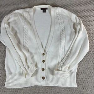 Vintage Yarnworks Cardigan Sweater Women Large Cream Gold Grandmacore Grannycore - Picture 1 of 8