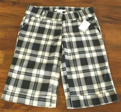 Шорты Charlotte Russe размер 3 бермуды новые эластичные черные клетчатые - Изображение 1 из 3