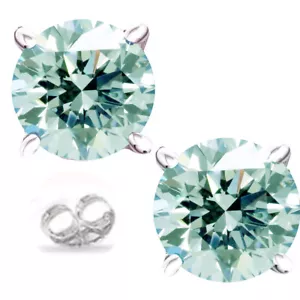 2.04 Ct Vvs1++ WHITE ICE BLUE Real MOISSANITE DIAMOND Sterling SILVER EARRINGS - Picture 1 of 1