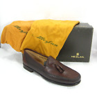 Mezlan Men Brown Leather Tasseled Stitched Apron Driving Loafer Shoe 8 M Teano