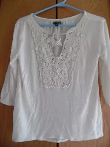 American Eagle Outfitters scollo a V avorio uncinetto donna taglia S/P - Foto 1 di 3