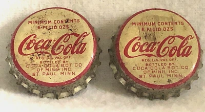 Vintage Coca Cola Bottle Caps Coke Metal Cork St Paul Minnesota MN Co Pair Set 2 - Image 1 of 4