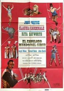 CIRCUS WORLD John Wayne Claudia Cardinale Original Spanish Movie Poster Rare art - Picture 1 of 1