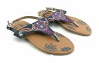 JOSMO Sandals Girls Shoes 4 Blue Denim with Multi Color Embroidery Flat