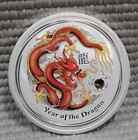 Perth Mint 2012 YEAR OF THE DRAGON 1 oz. RED COLORIZED Silver PROOF COIN - BU