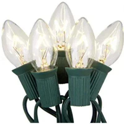 🎄 25-Light C7 Incandescent Christmas Light Set Green Wire Model SL7-25 - Image 1 of 4