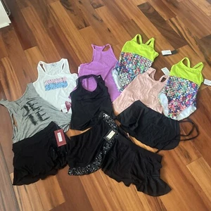 (10) Piece Ballet Dance Clothes Lot Leotard Tank Skirt Girls Size 12/14 Bloch + - Picture 1 of 4