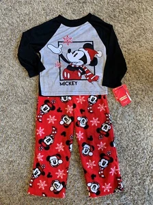 Disney Mickey Mouse Christmas 2 Piece Sleep Set Child's Size 4 - Picture 1 of 5