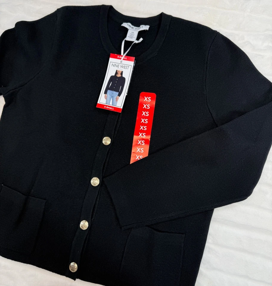 Cárdigan Suéter Nine West Para Mujer XSmall Negro Primavera Relajado Elegante Elegante Elegante Foto 1 de 4