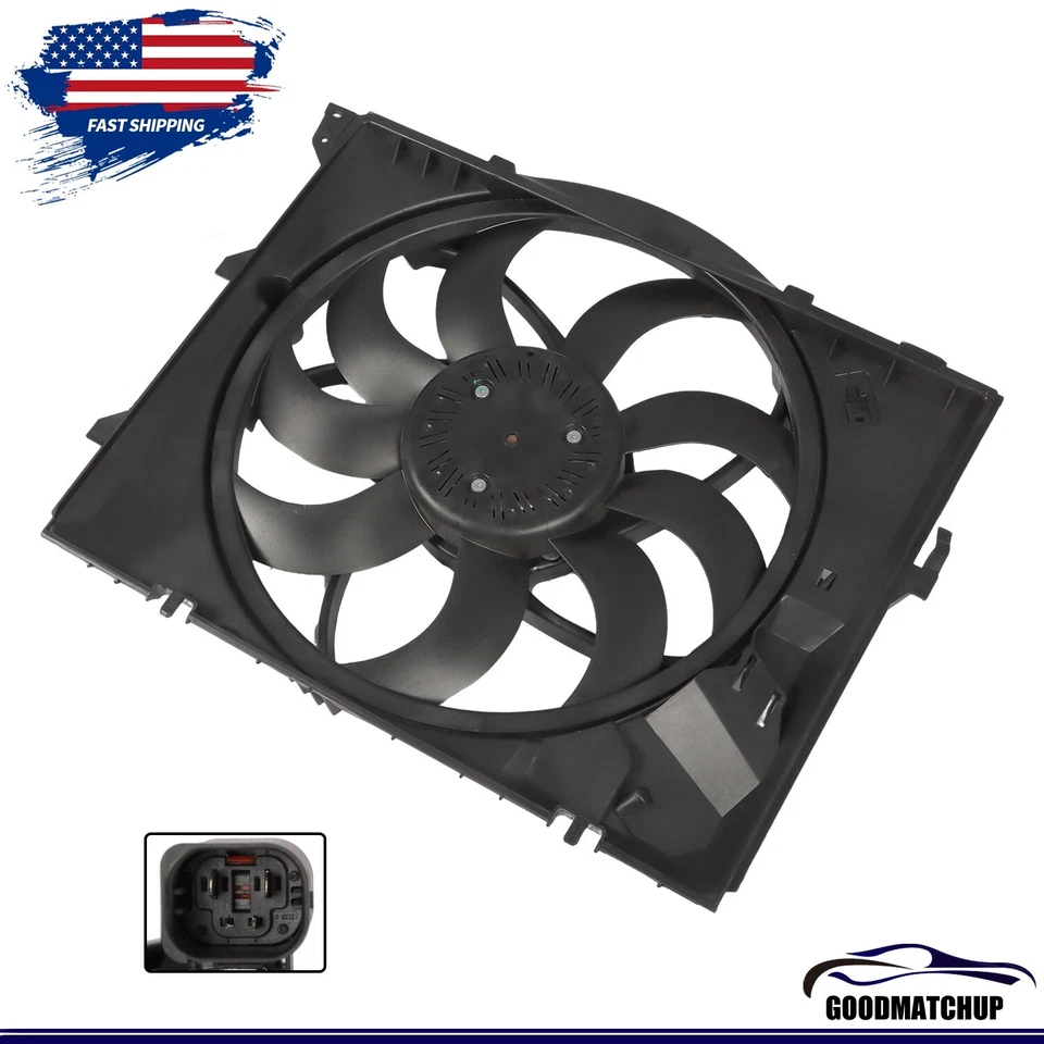 Radiator Cooling Fan Assembly 600W For BMW E90 128i 323i 325i 328i 17427522055 - Image 1 of 4