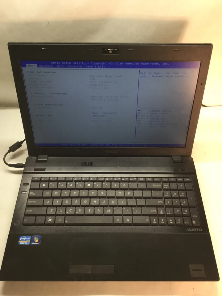 ASUS B53S 15" Laptop Intel Core i7 2nd Gen. - BOOTS TO BIOS -MZ - Image 1 of 4