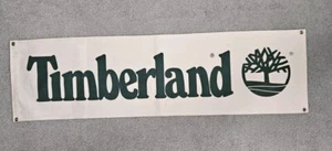 VINTAGE TIMBERLAND OUTDOOR WEAR CANVAS BANNER 12 3/4" x 46" - Picture 1 of 3
