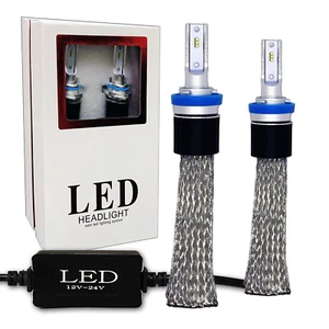 2x Fanless Seoul CSP H11 LED Bulbs Headlight Kit Super Bright 6000K Xenon White - Picture 1 of 10