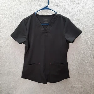 Cherokee Scrub Top Womens Small Black Smock Nurse Medical Dental Veterinarian - Picture 1 of 8
