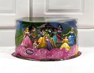 DISNEY PRINCESS DELUXE FIGURINE SET 10 PC RAPUNZEL ARIEL POCAHONTAS NEW/MINT - Picture 1 of 8