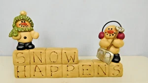 Snow Happens block with snowmen on top - New Blossom Bucket #26635 - Picture 1 of 6