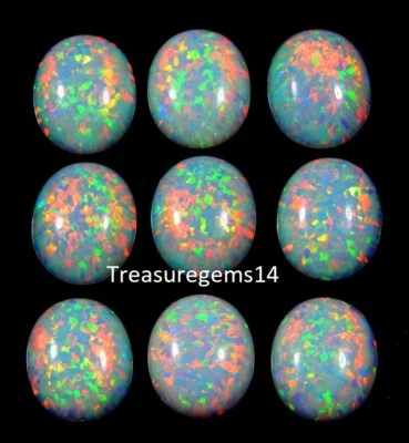 0.62 CT 6X8 mm RING SIZE MULTI FIRE PLAY WHITE AUSTRALIAN OPAL CABOCHON GEMSTONE - Image 1 of 4