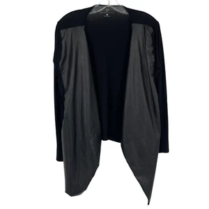 NEW YORK CO Faux Leather Open Jacket Black Draped Oversized Pleather Womens S - Picture 1 of 7