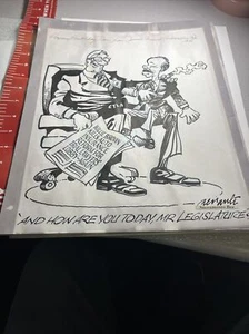 Signed Dennis Renault Sacraments Bee Political Cartoonist Letter & Drawings. - Picture 1 of 7
