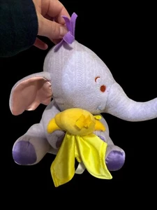 Fisher-Price Heffalump Purple Elephant Yellow Blanket Plush 9" Winnie Pooh - Picture 1 of 8