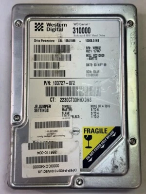 WD 103727-002 AC31000-60RTT3 10GB 5.4K RPM 512KB Cache IDE Ultra ATA-33 3.5" HDD - Image 1 of 4