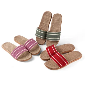 Damen Sommer Komfort Slide Flachs Sandalen Flip Flops Slipper Indoor Hausschuhe - Bild 1 von 15