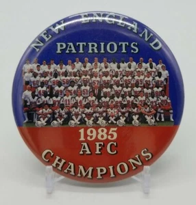 New England Patriots 1985 AFC Champions Team Photo Pinback Button Pin 3" NFL - Picture 1 of 4