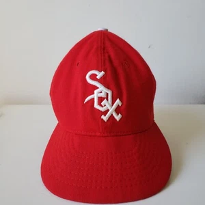 Cappello berretto VINTAGE Chicago White Sox aderente 6 3/4 rosso romano professionale fascia in pelle USA - Foto 1 di 12