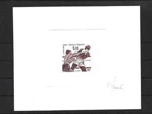 St. Pierre& Miquelon,1996,Boxing,2 signed artist die proofs in brown,RARE - Picture 1 of 2