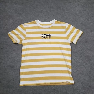Brixton Shirt Mens S Small Yellow Short Sleeve Striped Crewneck Skater Casual - Picture 1 of 9