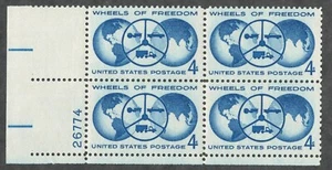 US. 1162. 4c. National Autos Show, Wheels of Freedom Issue. PB4. MNH. 1960 - Picture 1 of 2