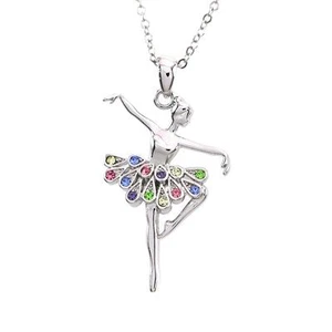 Multicolor Ballerina Necklace Pendant Ballet Dance Charm Gift for Girls Teens t1 - Picture 1 of 1