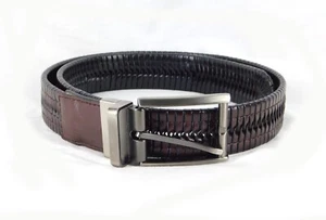 Greg Norman Reversible Dark Brown or Black Leather Belt Brushed Nickle Buckle 32 - Picture 1 of 6