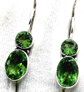 925 Sterling Silver Peridot Gemstone Handmade Jewelry Earring S-1.50'' - Picture 1 of 7