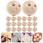50Pcs Wooden Beads with Faces Round for Crafts Small Bulk