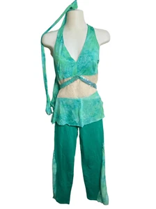 Costume da ballo verde acqua supporto adulto S/M pancia jazz lirico set 2 pezzi - Foto 1 di 5