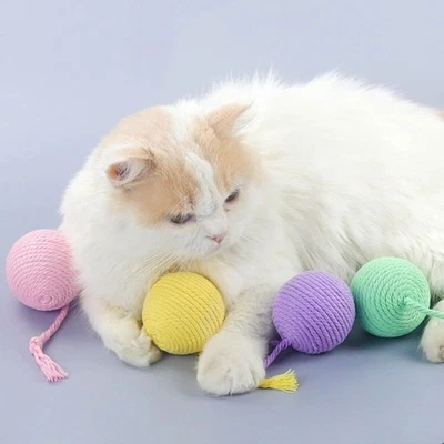 Cat Scratcher Toy Balls Sisal Balls Cat Toy Cat Interactive Toy Kitten Balls Toy - Image 1 of 4