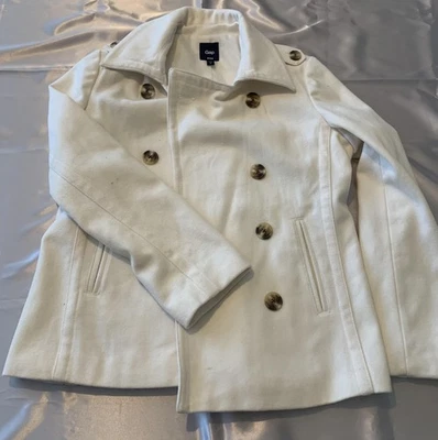 Chaqueta Gap Mujer Mediana Marfil Mezcla Lana Chaquetón Doble Pecho Abrigo Foto 1 de 4