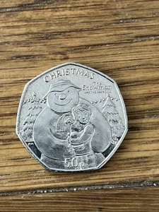 Commemorative Christmas 50p 2014 Schneemann und Schneehund + 2013 Weihnachtsstrumpf - Bild 1 von 5