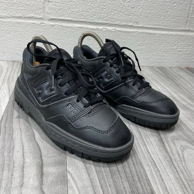 New Balance 550 Triple Black Sneakers Boys 4Y / 5.5W Leather Shoes - Image 1 of 4