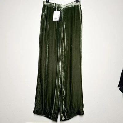 COS Green Silk Blend Velvet Straight Leg Pants Trousers Size 4 Small NWT - Image 1 of 4