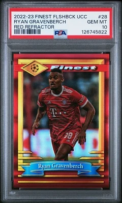 Ryan Gravenberch 2022-23 Topps Finest Flashback UCC #28 Red Refractor /5 PSA 10 - Image 1 of 2