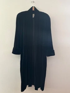 VNTG JS Collections Gothic Long Black Cotton Velvet Opera Evening Coat Size S - Picture 1 of 6