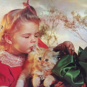 Perfect Picture Puzzle My Pet Girl & Cat in Basket 600+ Pieces Vintage MCM - Picture 1 of 11