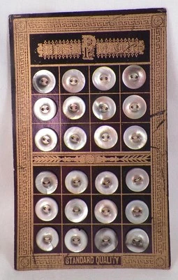 24 Abalone Shell Buttons Store Card Antique Iridescent White Smokey Mint #2 - Image 1 of 4